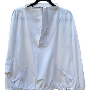 Chico’s Women's Zynergy Neema Popover 1/4 Zip Windbreaker White Size Plus 20/22